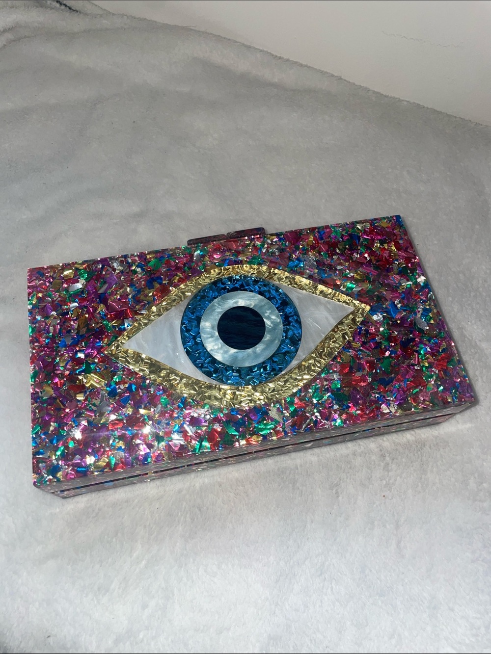Iridescent Multicolor Evil Eye Clutch Handbag